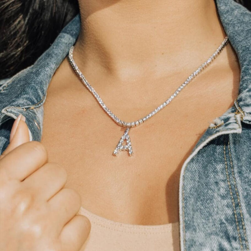 Initial Rhinestone Necklace